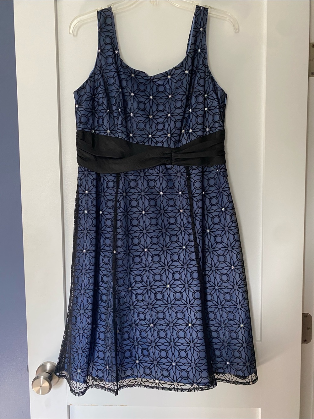 Jessica Howard Navy Floral Fit & Flare Dress with Black Sash